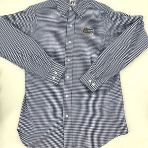 FLORIDA GATORS Mens Size Small Russell Athletic Button Down Long Sleeve Check